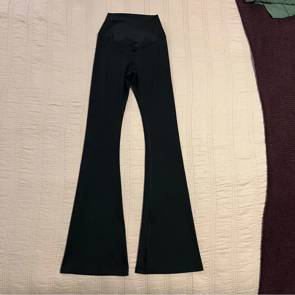 EUC Yogalicious Lux Black Crossover Flare Pants - Picture 2 of 8